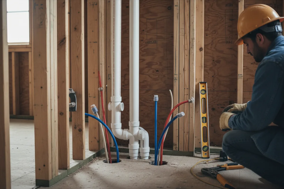 Drain and supply rough-in during Sump Pump Repair in Goldthwaite