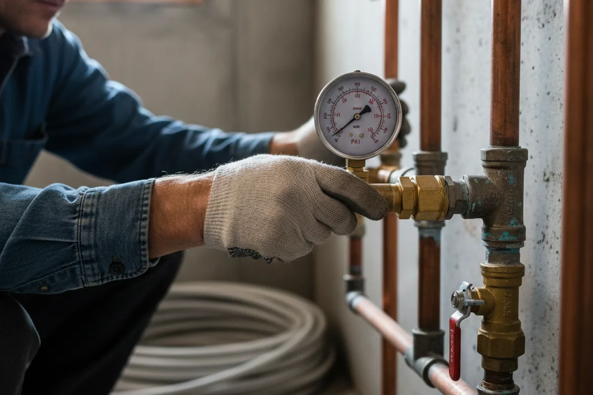Pressure testing a repaired line during Water Line Repair in Goldthwaite